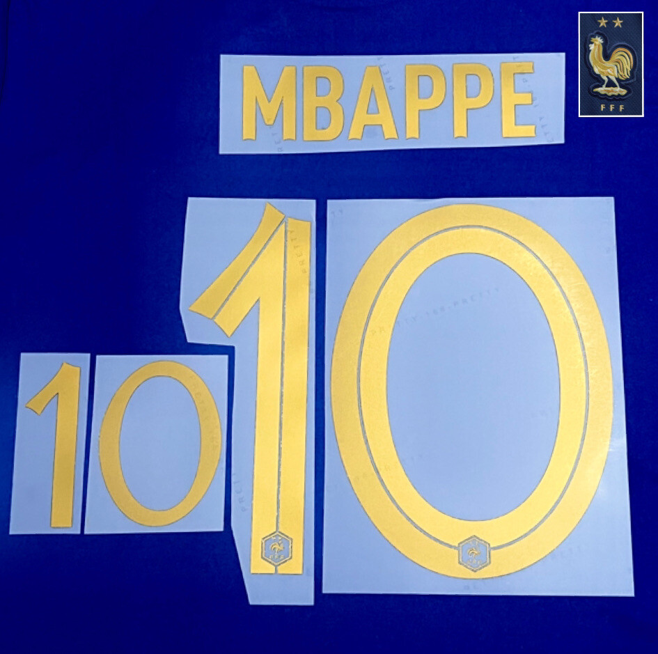 Kit Patch Et Flocage Mbappé #10 - Maillot France FFF Coupe Du Monde Qatar 2022