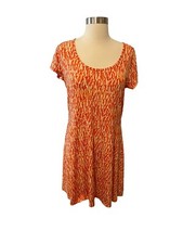 Michael Kors Orange Animal Print A-Line Dress Back Zip Size Large