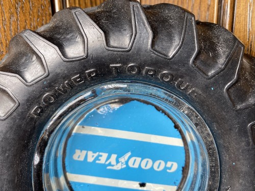 Vtg 60s Goodyear Tire Glass Ashtray Power Torque Rear Tractor Wingfoot Logo - Picture 3 of 10