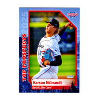 Karson Milbrandt 2025 Midwest League Top Prospect baseball card Beloit Sky Carp