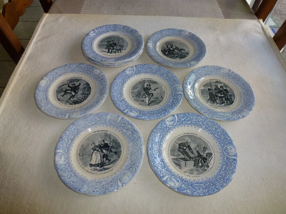 11 ASSIETTES PARLANTES LUNEVILLE CES BONS CHASSEURS - Photo 1/1