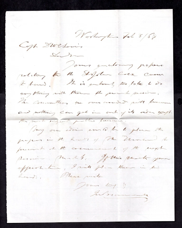 US 1869 OFFICIAL RARE FREE FRANK CANCEL WASHINGTON D.C. FEB. 8 WITH SIGNATURE - Image 3 of 3