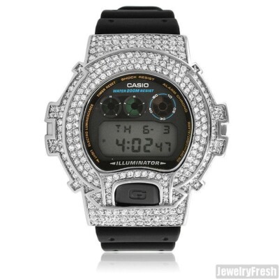 White Gold Finish Iced Out Custom G Shock Watch DW6900 | eBay