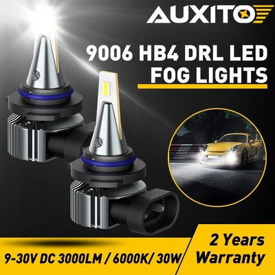 Fanless 9006 HB4 LED Fog Light Bulbs Replace Halogen Lamp Super Bright 6000K 2x