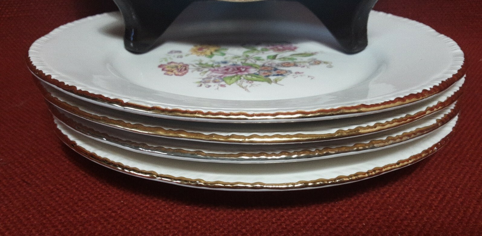 5 Cunningham&Pickett  Homer Laughlin Floral 22KtGold Greenbriar Salad Plate 7.25