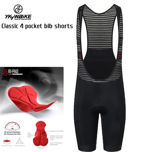 YKYWBIKE 4 pocket Men Cycling Bibs Shorts Breathable Padded MTB Bike Pro Bibs - Picture 25 of 47