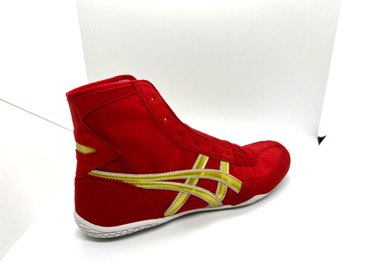asics Boxing Wrestling Shoes Red Gold Line Silver EX-EO NEW