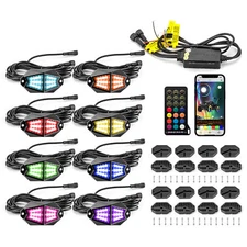 WEISEN 8 Pods RGB LED Rock Lights Kit Offroad Truck UTV Underbody Neon Music APP