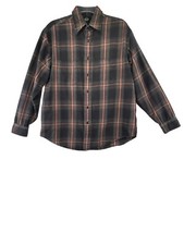 Dockers Men Sz M Dress Shirt Multicolor Plaid Flannel Collar 2 pocket Button up