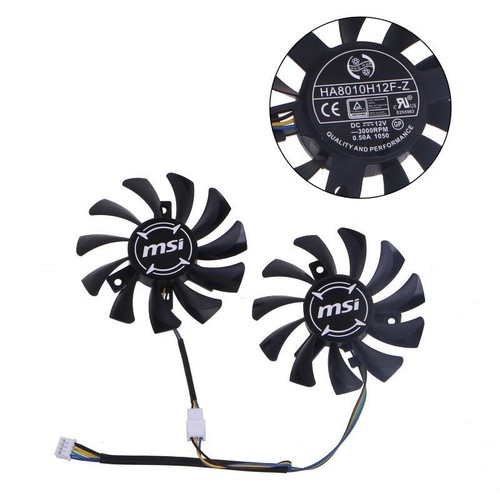GPU Fans x2 Replacement HA8010H12F-Z 75mm 4pin 12V for MSI GTX660 GTX670 GTX680 - Afbeelding 2 van 11