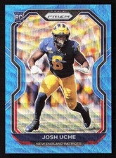 2020 Panini Prizm Josh Uche Blue Wave /199 Rookie Card RC #369 Patriots. rookie card picture
