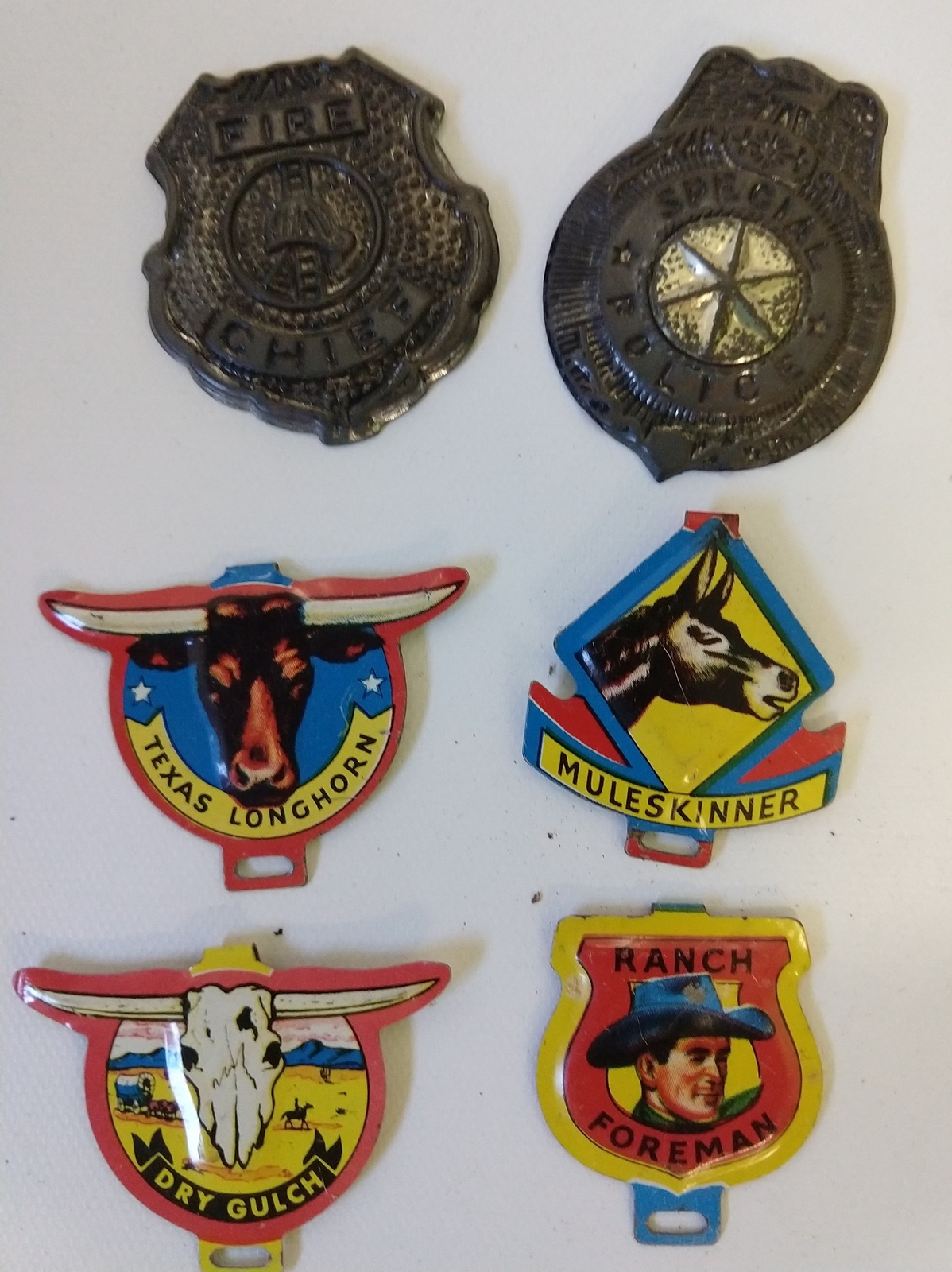 Cereal Premium and vintage sheriff badges.  Six total.