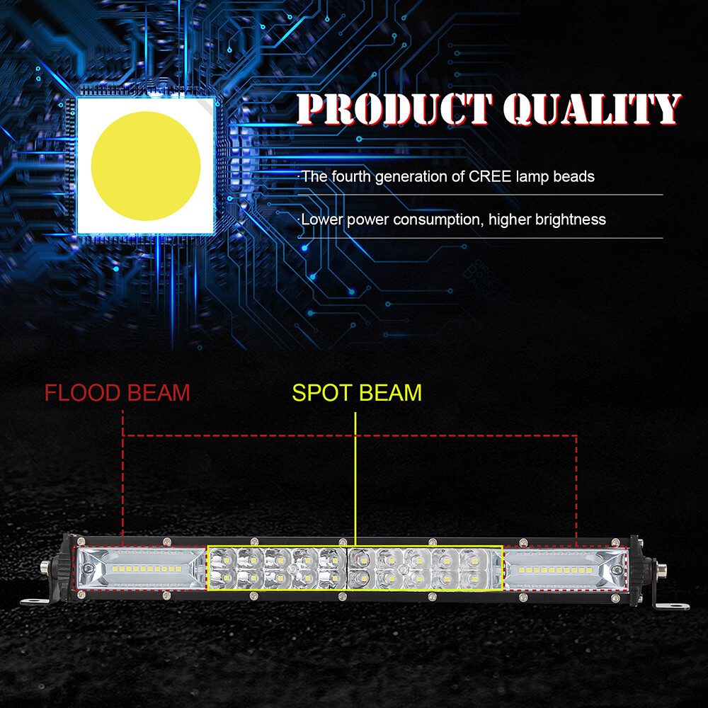 8 inch LED Work Light Bar Flood Spot Beam for Offroad 4WD Driving Fog Truck SUV