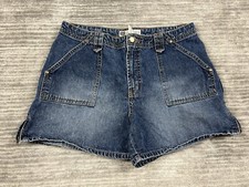 Faded Glory Shorts Womens 12 Blue Denim Zip Side Slits Vintage Jean