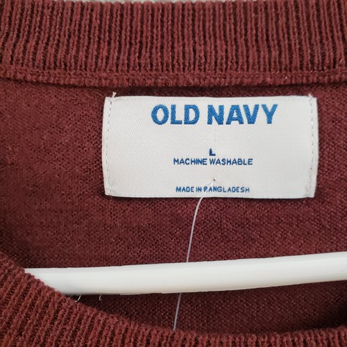 NWT Old Navy Men's Round Neck Pullover Sweater Size Large Stripped Red - Picture 4 of 7