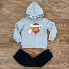 2pc Carter’s Toddler Boys 5T Hoodie Pullover Sweatshirt Sweatpants Set Moose EUC