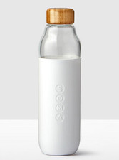 Soma Glass Water Bottle/White/17 fl oz/Bamboo Lid