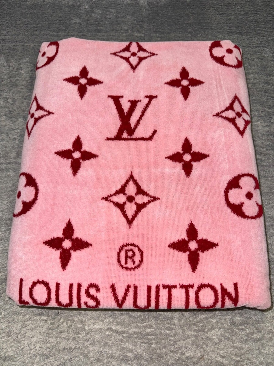 Louis Vuitton Drap Bain Pink Red Escale Monogram Classic Logo Bath