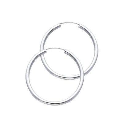 14K White Gold 2mm Hoop Earrings