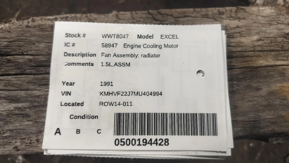 Used Engine Cooling Fan Motor fits: 1991 Hyundai Excel Fan Assembly radiator Gra Foto 2 de 4