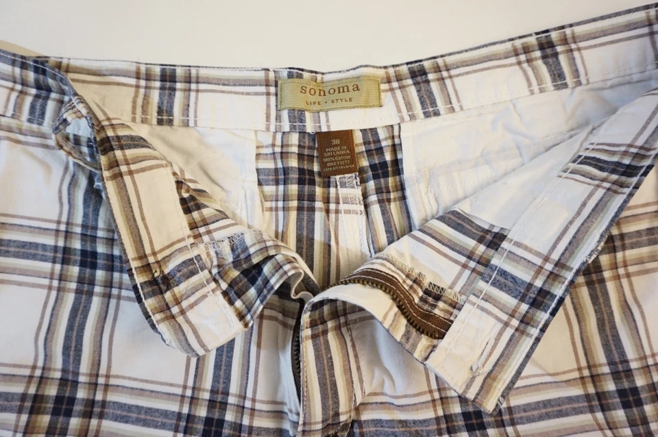 SONOMA PANTALÓN CORTO GEOMÉTRICO HOMBRE BLANCO/MULTICOLOR TALLA 38 CON BOLSILLOS Foto 3 de 3