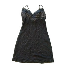 Victoria  s Secret Black Slip Dress Nightie Lace SIZE MEDIUM