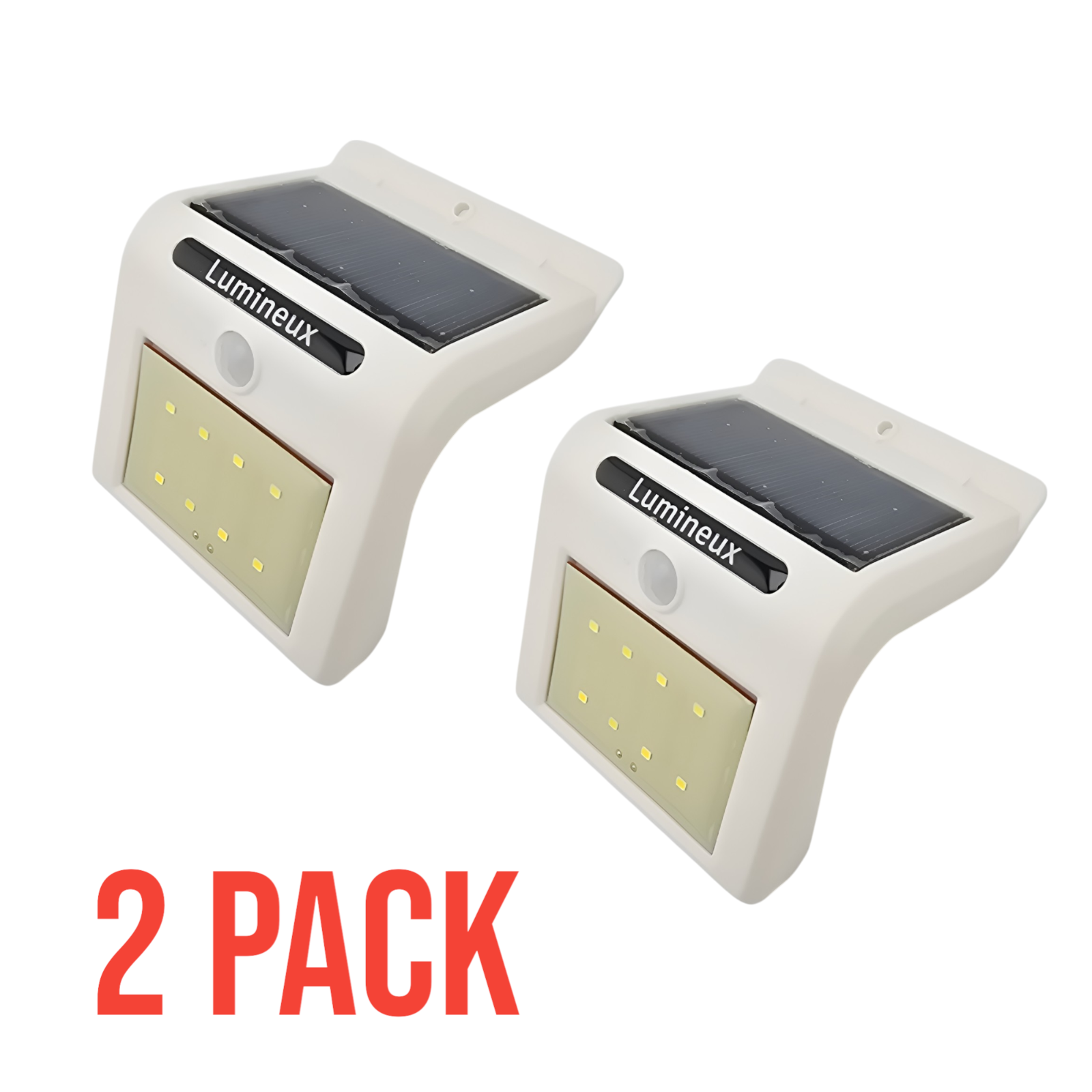 2 x  LED 1.5W Solar Outdoor Lights 4000K - 120 Lumens With PIR Sensor IP44 White