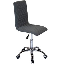 Quilted Home Office Swivel Desk Chair Fabric Small Computer Vanity Stool Grey For Sale Online Ebay