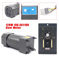 120W AC 110V Gear Motor+Speed Controller Rated Speed 0-135RPM Single-phase Power