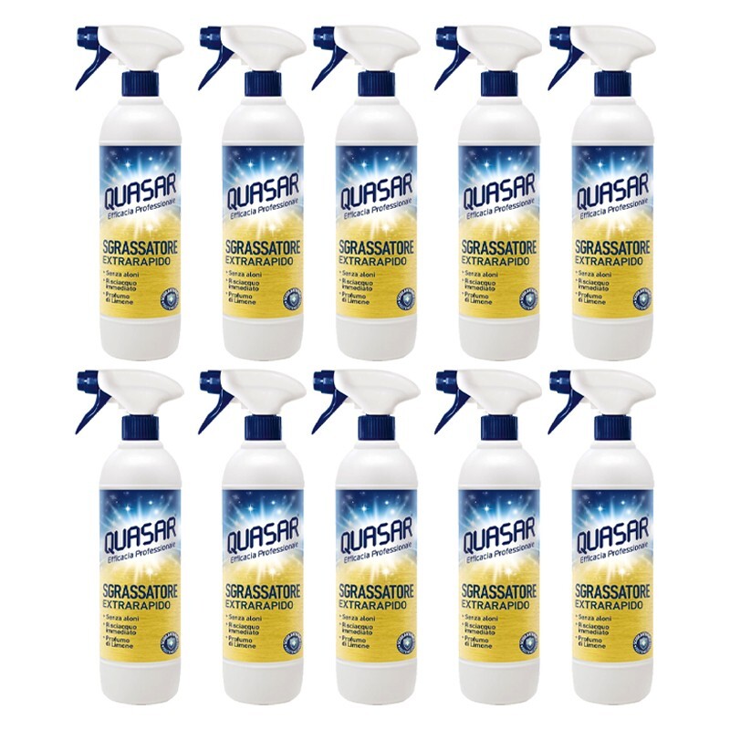 10pz QUASAR Spray sgrassatore extrarapido profumo di limone 580ml