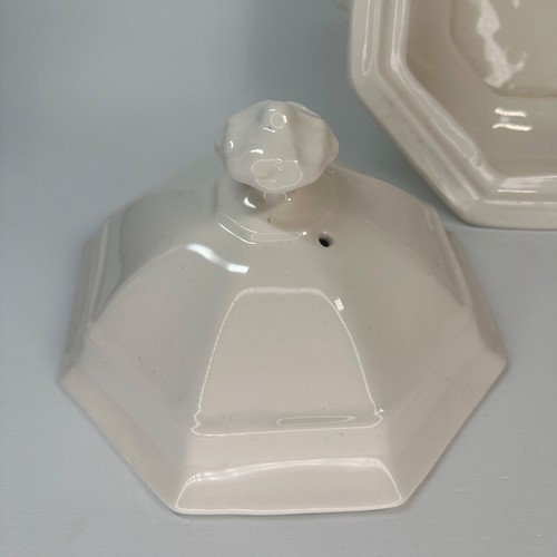 Vintage achteckige Suppe Tureen oder überzogenes Serviergeschirr in cremefarben USA Camark 128 - Bild 8 von 14