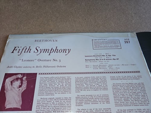 ASD 267 W/g (1958) Ed1- ANDRE CLUYTENS /BPO -BEETHOVEN 5th & 'LEONORE' O/T-Nm/Vg - Picture 5 of 6