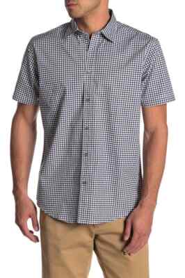 COASTAORO Del Amo Checkered Short Sleeve Regular Fit Shirt Coal LARGE