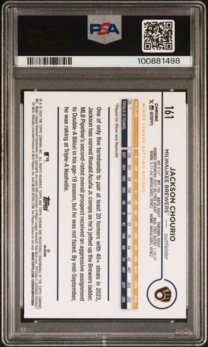 JACKSON CHOURIO 2024 Topps Chrome #161 NEGATIVE REFRACTOR Rookie RC PSA 9 - Picture 2 of 3