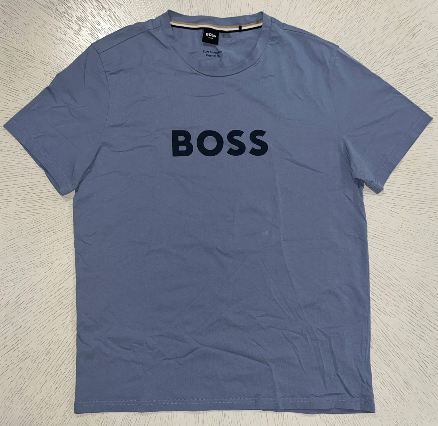 Boss Beach T Shirt Men’s Large Blue Short Sleeve Sun Protection Casual Stylish