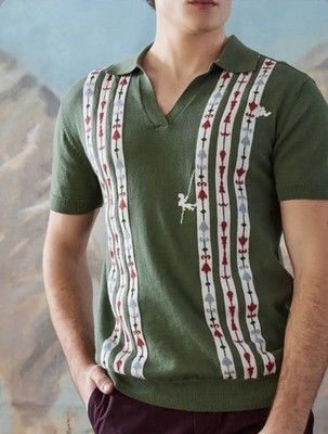 Disneyland Matterhorn Bobsleds Dress Shop Knit Polo Shirt Men s S Olive Green