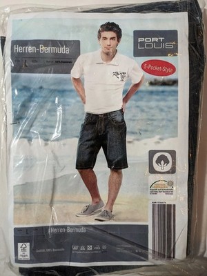 Port Louis Herren Bermuda Jeansshorts Größe L blau 5-Pocket Style 100% Baumwolle