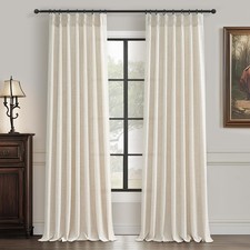 Cream Beige Pleated 92 Inch Boho Curtains for 40"W x 92"L Pack of 2 , Birch