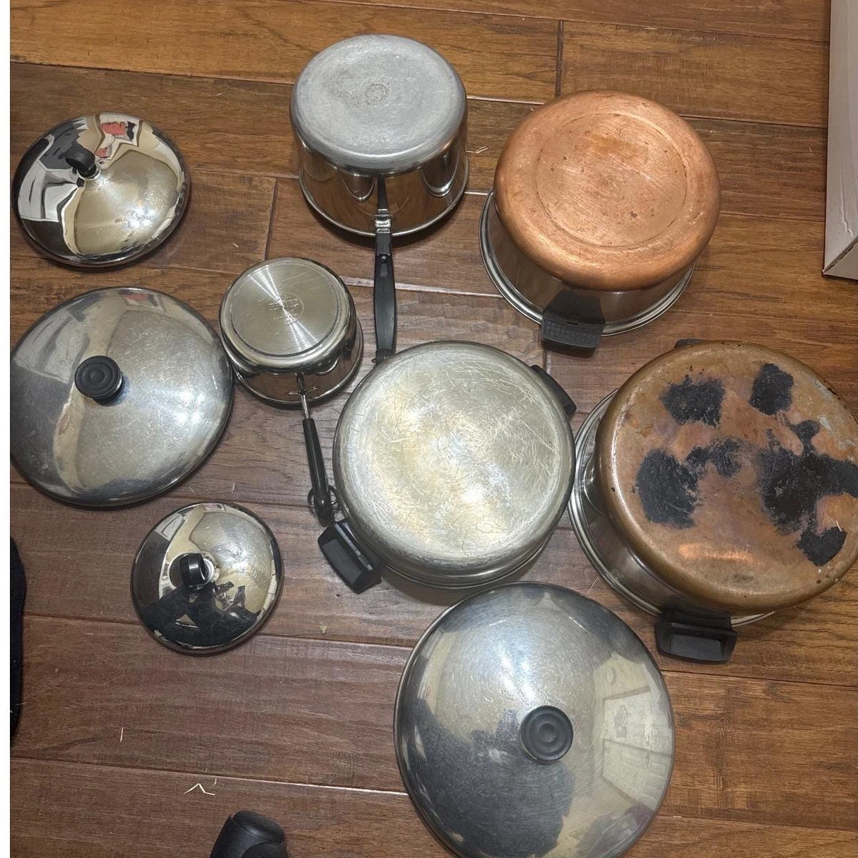 VTG 80s 9pieces Revere Ware Farberware Cookware Copper Bottom Stainless Steel