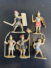 Vintage 5 Plastic Painted Roman Soldiers Lot Medieval Size 2.5 Hong Kong