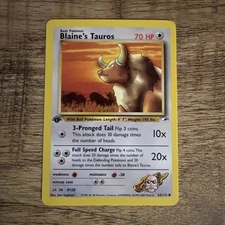 Pokemon Card - Blaine's Tauros 1st Edition Gym Heroes 064/132 Common