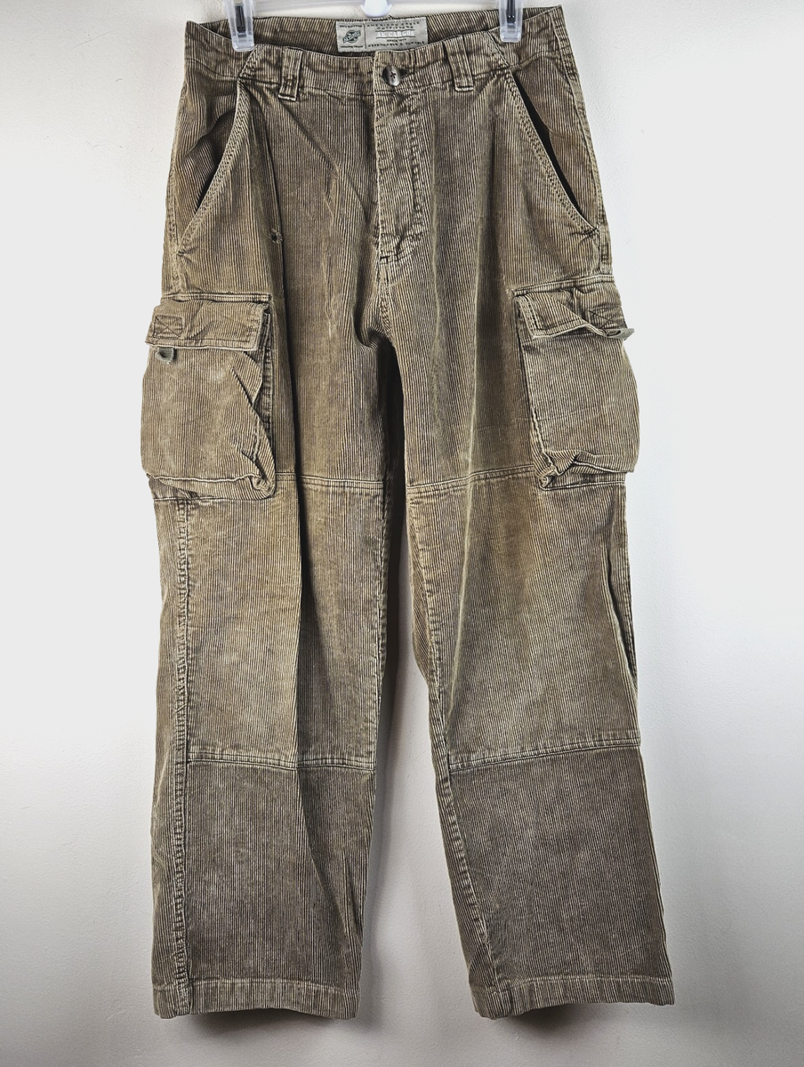 Vintage American Eagle Corduroy Cargo Pants Men 29x30 Brown Baggy Grunge Y2K