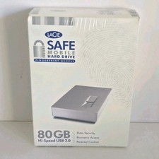 LaCie Safe Mobile Hard Drive With Fingerprint Access & 80GB Storage Capacity NEW