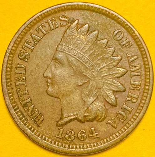 1864 U.S. INDIAN HEAD CENT PENNY 1c COIN (XF-Extra Fine) Full "LIBERTY"