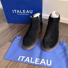 ITALEAU Handmade Black Suede Waterproof Bootie Sz 39 / 8.6 NIB 400 