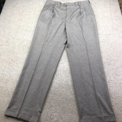 Zanella Pants Mens 40x33 Gray Wool Dress Pleated Straight Flannel Italy