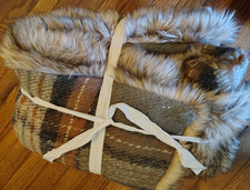 Nwot Pottery Barn Stewart Plaid Faux Fur Backed Throw - 50 X 60 - Loden Green