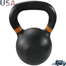 Cast Iron Kettlebell 60lbs Durable Weight Training Fitness Equipment Grip New