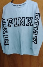 PINK Victoria s Secret Logo Crewneck Fleece Pullover Sweatshirt Women S