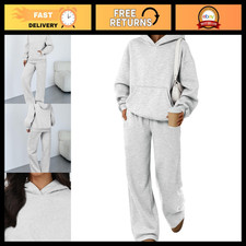 Trendy Women's Oversized Hoodie  Wide Leg Pants 2-Piece Lounge Set, Comfy Fashi